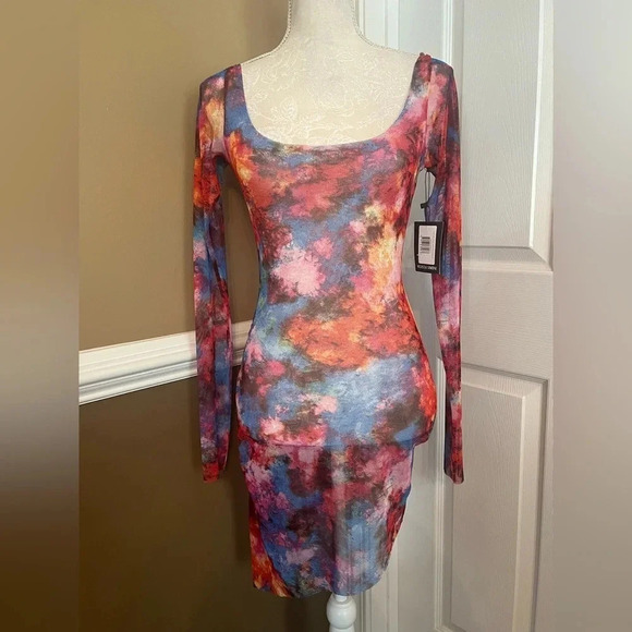 NWT Melissa Simone Yanis Mini Mesh Dress in Multi / Size M - Picture 11 of 16